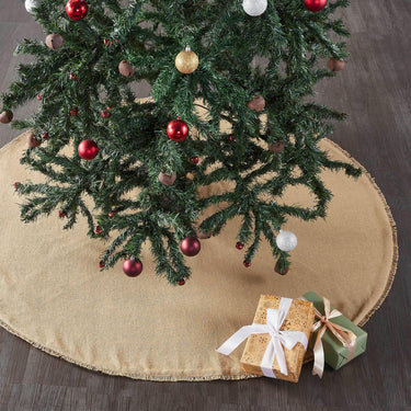 Yuletide Burlap Tan Tree Skirt 48 VHC Brands - The Fox Decor